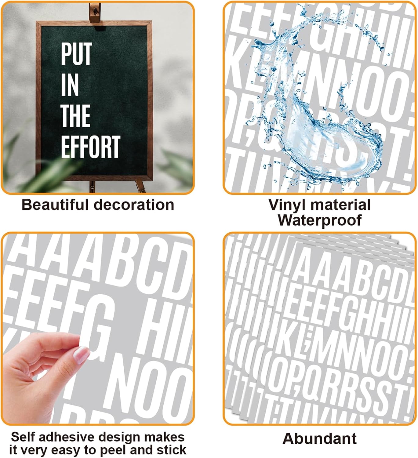 Bemeol 1872 Pieces Letter Stickers 36 Sheets 2 Inch Alphabet Letter Stickers Vinyl Self Adhesive Sticker Letters for Bulletin Board Home Classroom Mailbox Decor(White)