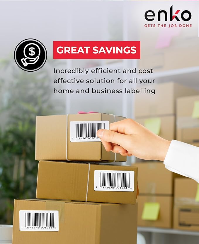 enKo 4" x 3" Labels for Zebra Desktop Printers (12 Rolls, 6000 Labels) - Blank White Direct Thermal Address Mailing Shipping Barcode FBA Stickers FNSKU Label for Zebra and Eltron (Perforated)