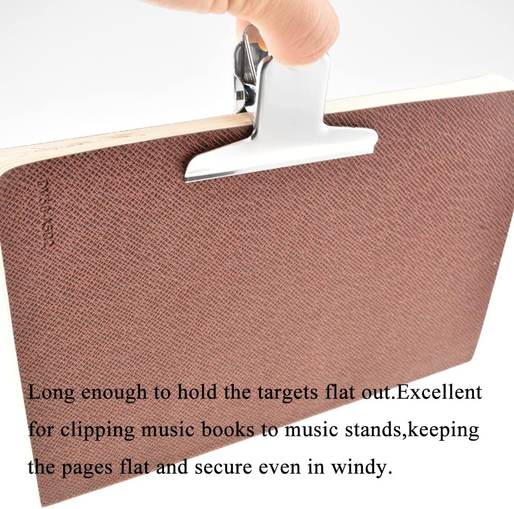 HAHIYO 3inch Silver Bulldog Clips Metal File Hinge Binder Clamps Save Space Strong Spring Jaws Rock Solid Grip Book Lay Flat Deburred Edge for Hang Photos Wall Grid Dog Food 10PCS