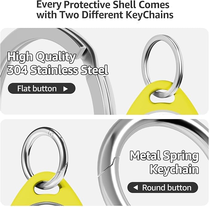 for AirTag Keychain Holder with Wire Cable, Secure Lock Case for Air tag, Compatible with AirTags, Key Ring Chain Luggage, for Airtag Accessories for GPS Item Finder Tracker, Yellow