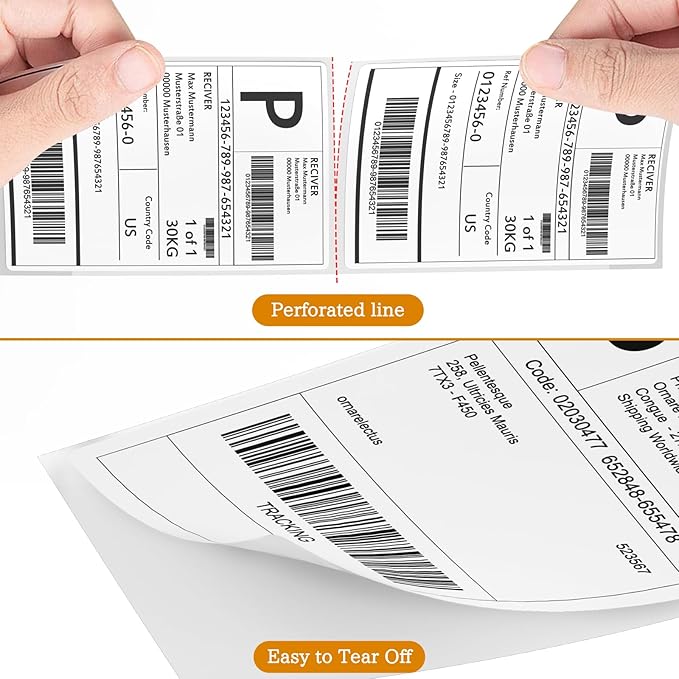 4 x 6 Fanfold Thermal Shipping Labels, 100 Laels Thermal Shipping Labels for FedEx Shipping Label, Compatible with JADENS,iDPRT, Munbyn Printers.