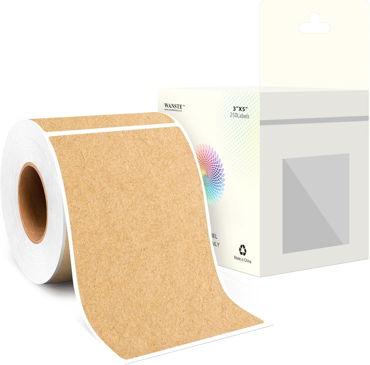 3 x 5 Inch 250Pcs Rectangle Color Coding Stickers,Strong Adhesion Easy to Write Label for Moving,Box Organization,Inventory,Business,Kraft Paper