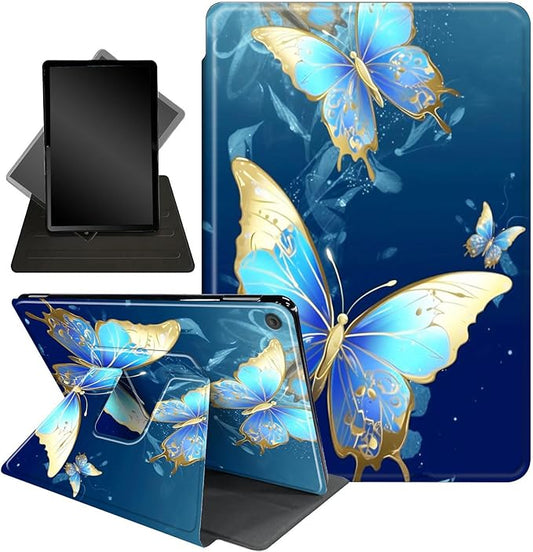 for Amazon Fire HD 10 Tablet (2017 and 2019 Releases,with 7th and 9th Generations) Case,360 Degree Rotating Stand Smart Protective Cover Case,for New Fire HD 10 10.1 inch,Butterfly Flower Pink