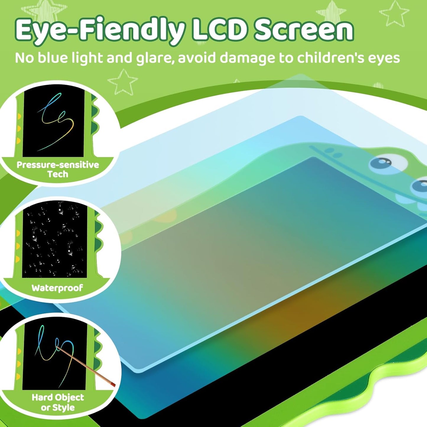 8.5" LCD Dinosaur Writing Tablet for Kids (2 Pack) - Toddler Travel Drawing Pad, Educational Birthday/Christmas Gift for 3-6 Year Old Boys Girls, Mess-Free Eye-Safe Toy