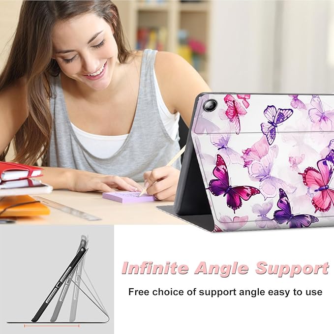 for Amazon Kindle Fire Max 11 Case (13th Generation, 2023 Release) 11",Slim Lightweight Smart Shell Stand Cover with Auto Wake/Sleep for All-New Fire 11 Max Tablet,Purple Blue Butterfly