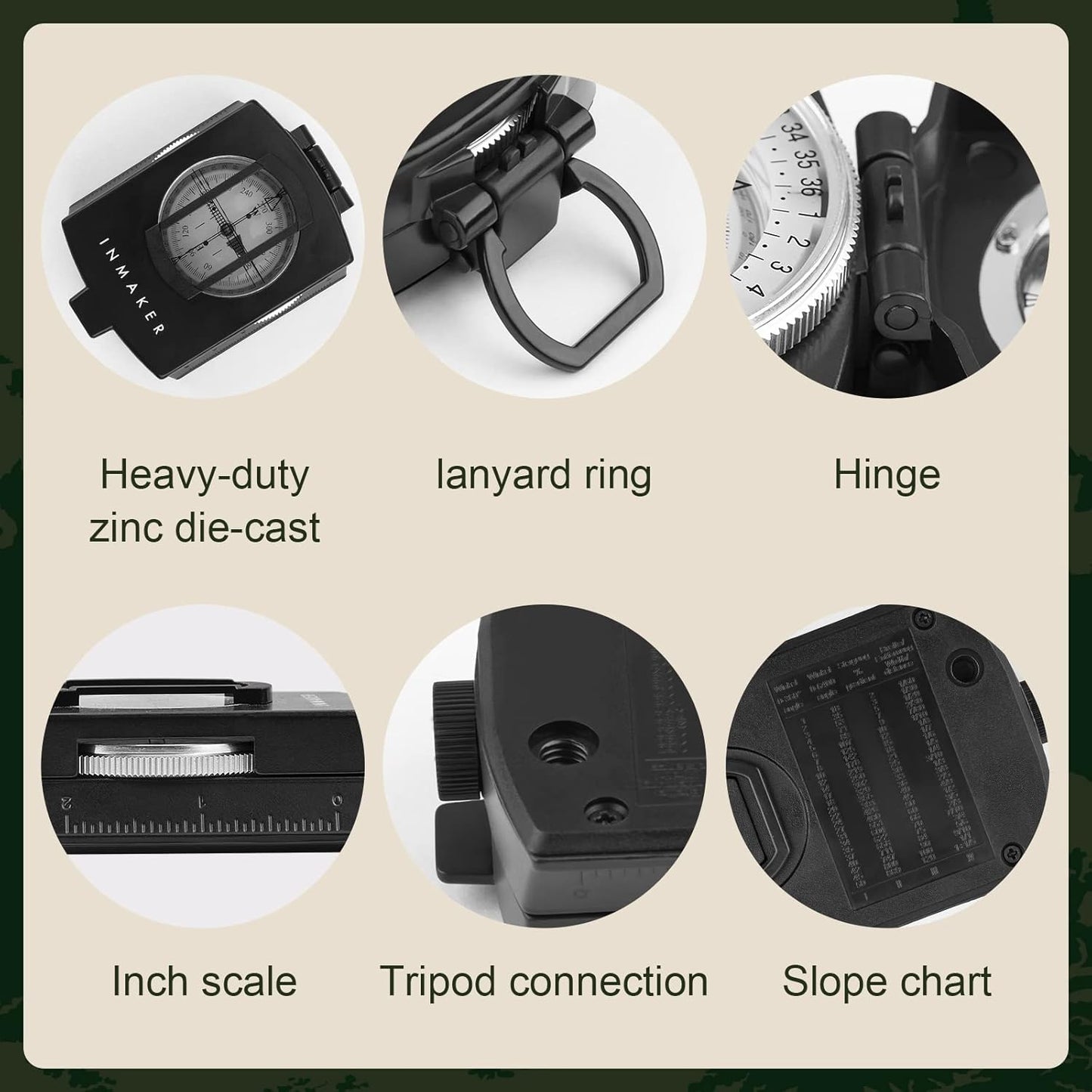 INMAKER Compass, Compass Hiking with Survival Whistle, Luminous Compass Gift for Kids, Apply to Outdoor Survival, Camping and Navigation