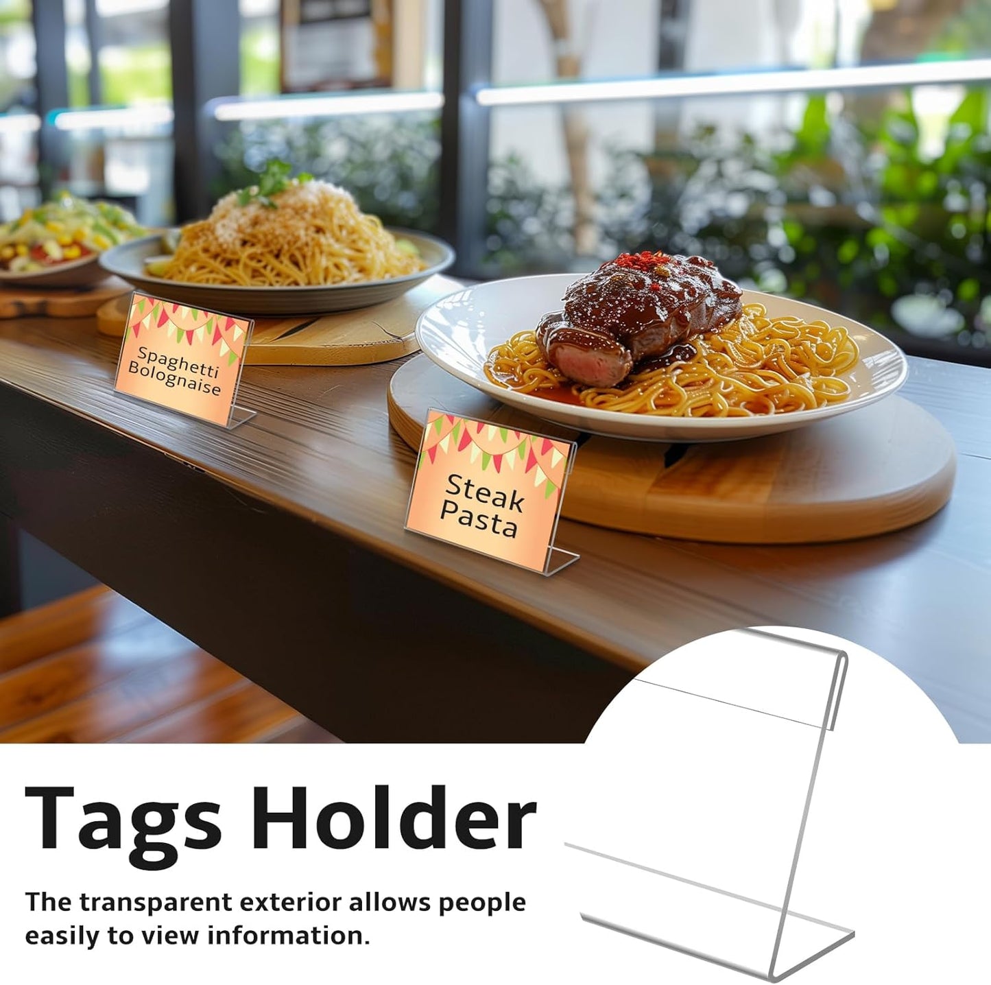 20 PCS 3.5 x 2.5 inch Small Acrylic Sign Holder, Mini Acrylic Food Signs Labels for Party Buffet, Retail Price Display Holder, Clear Plastic Counter Top Stand for Place Cards, Name Card, Wedding Signs