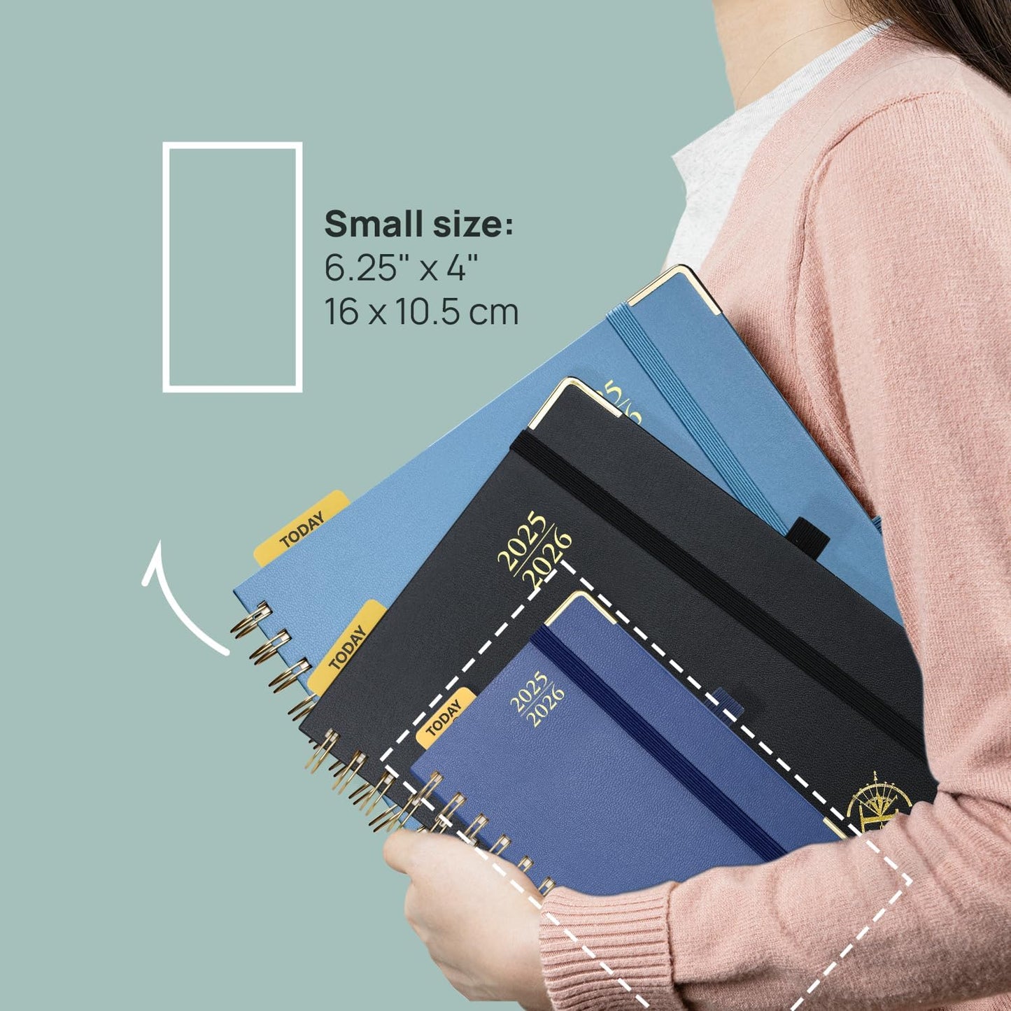 POPRUN Pocket Planner 2025-2026 (Spiral Hardcover - 4''x 6.25''), Daily Weekly and Monthly (July 2025 - June 2026) with Hourly Time Slots, for Purse, 100 GSM - Light Yellow