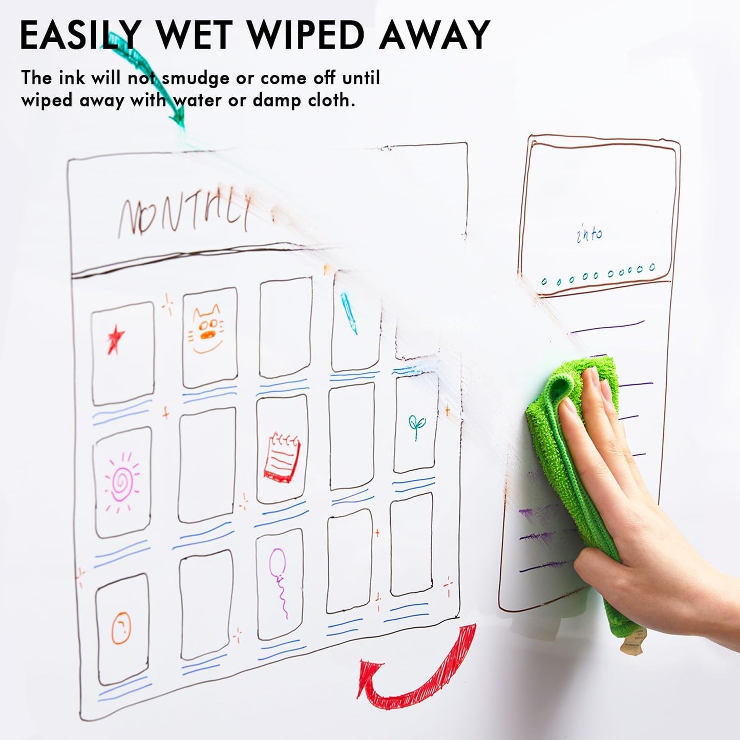 Shuttle Art Wet Erase Markers, 12 Colors 1mm Fine Tip Smudge-Free Markers, Use on Laminated Calendars,Overhead Projectors,Schedules,Whiteboards,Transparencies,Glass,Wipe with Water