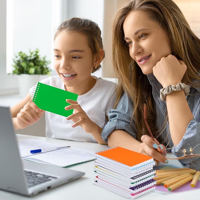 72 Pcs Small Pocket Notebooks 3 x 5 Inch Mini Memo Spiral Notepads Top Bound College Ruled Lined Note Pads for Back School Office Journaling Noting, 75 Sheets/Pad (Rainbow)