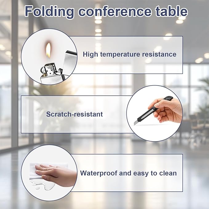 Conference Table,Folding Conference Room Tables Portable Rolling Conference Training Table with Silent Wheels,Mobile Meetings Flip Top Tables for Offices Classrooms Meeting Room (6Pack 55.1in)