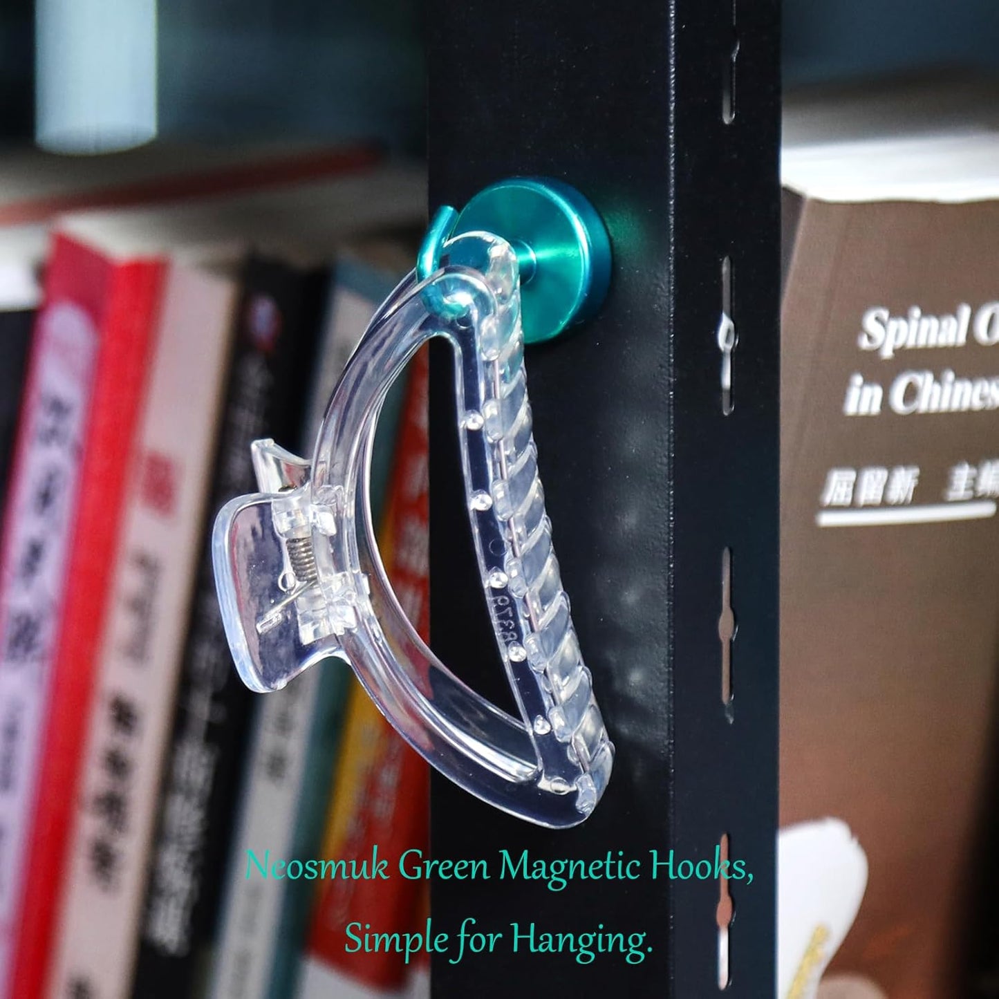 Neosmuk Magnetic Hooks Heavy Duty,Strong Magnet with Hook for Fridge, Super Neodymium Extra Strength Industrial Hooks for Hanging, Magnetic Hanger for Toolbox, Cruise, Grill(Green,4 Pack)