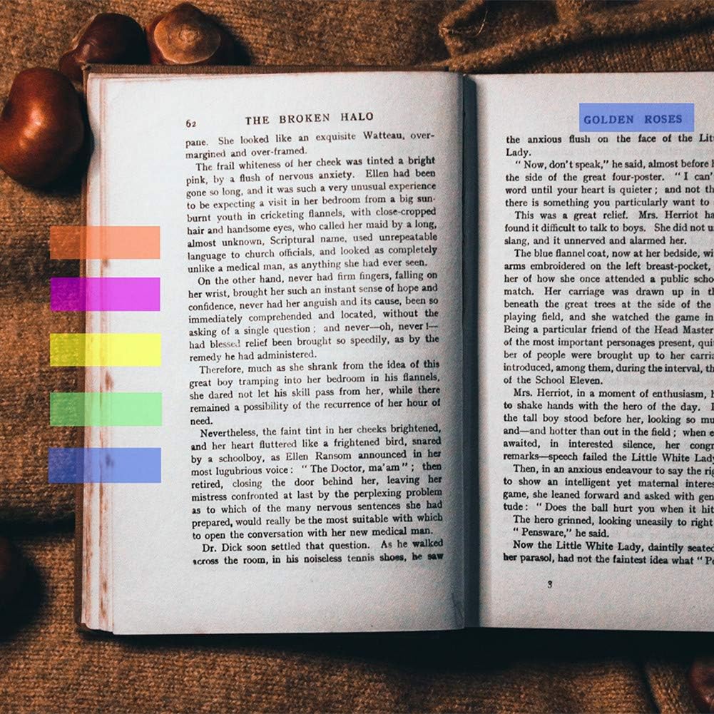 3000 Pieces Neon Page Markers Sticky Index Tabs, Colored Index Tab Flags, Fluorescen Sticker Tabs Note for Books, 12 Sets 2 Designs