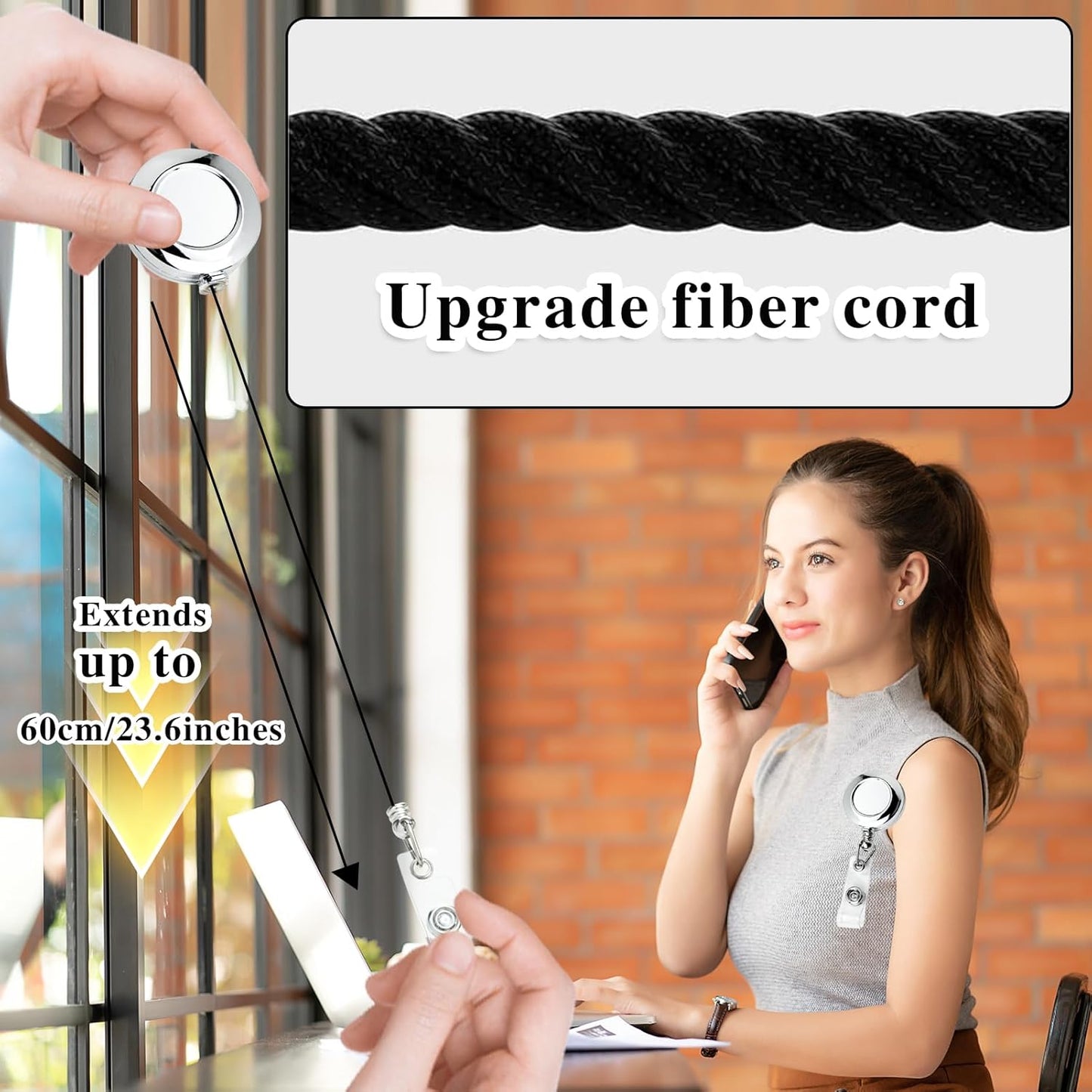 30 Pack Badge Holders, Silver Retractable Badge Reels, Durable Metal Spring Clip (Silver) - 24 Inch Retractable Cord Lanyard