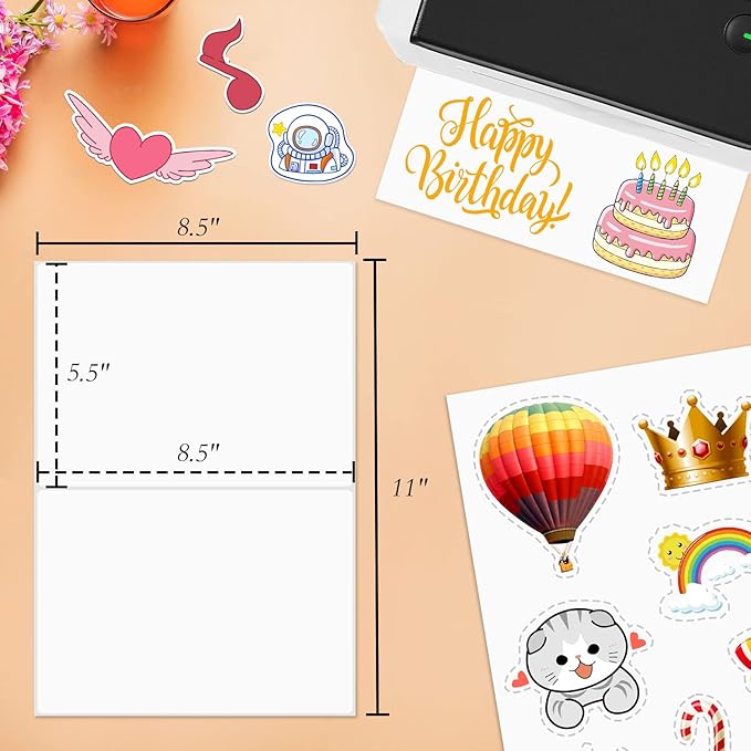 8.5 x 5.5 Half Sheet Shipping Labels for Laser and Inkjet Printers, 2 Per Page Self Adhesive Mailing Labels, White Blank Labels [150 Sheet 300 Labels]