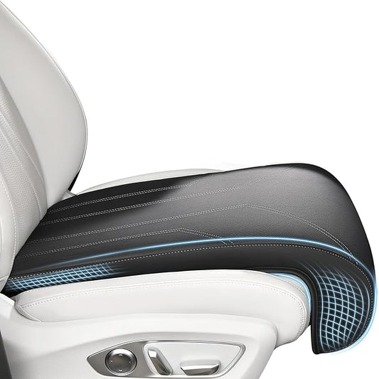 FLORICH Car Seat Extender Leg Extender Support Cushion for Driver Seats Office Chair, Leather Carseat Leg Support for Long Drivers Universal Car Seat Cushion Legs Rest Pads-Black