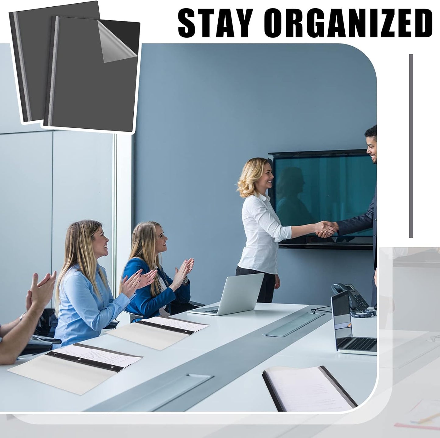 Teling 72 Pack Clear Front Report Covers Bulk Business Report Covers Plastic Presentation Folders Resume Portfolio Folder Paper Binder with 3 Prongs for Presentation Document School Office (Black)