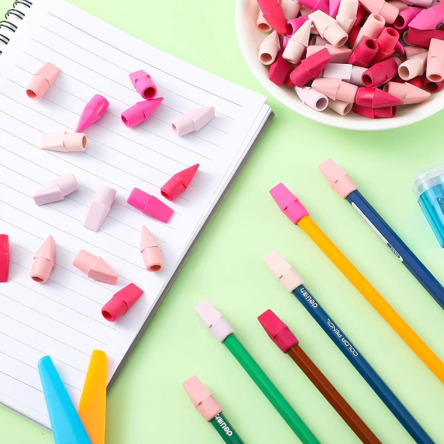 240 Pcs Pencil Top Erasers Cap Bulk Cute Pencil Toppers Erasers School Office Supplies for Students Teachers Art School Office Classroom Supplies(Pink)