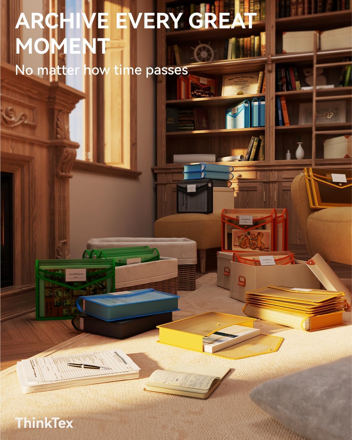 ThinkTex Plastic Expanding File Folder, Transparent envelopes with Snap Closure,No Dividers,Large Capacity,Document Organizer for Receipts, Bills&Taxes,Letter/A4 Size for School/Office/Home-10 Pack