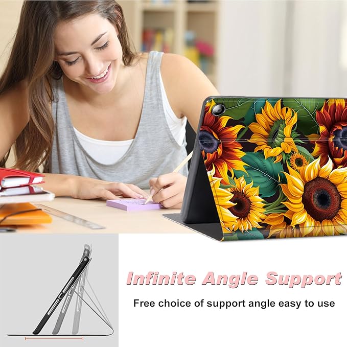 for Amazon Kindle Fire Max 11 Case (13th Generation, 2023 Release) 11",Slim Lightweight Smart Shell Stand Cover with Auto Wake/Sleep for All-New Fire 11 Max Tablet,Beautiful Sunflower