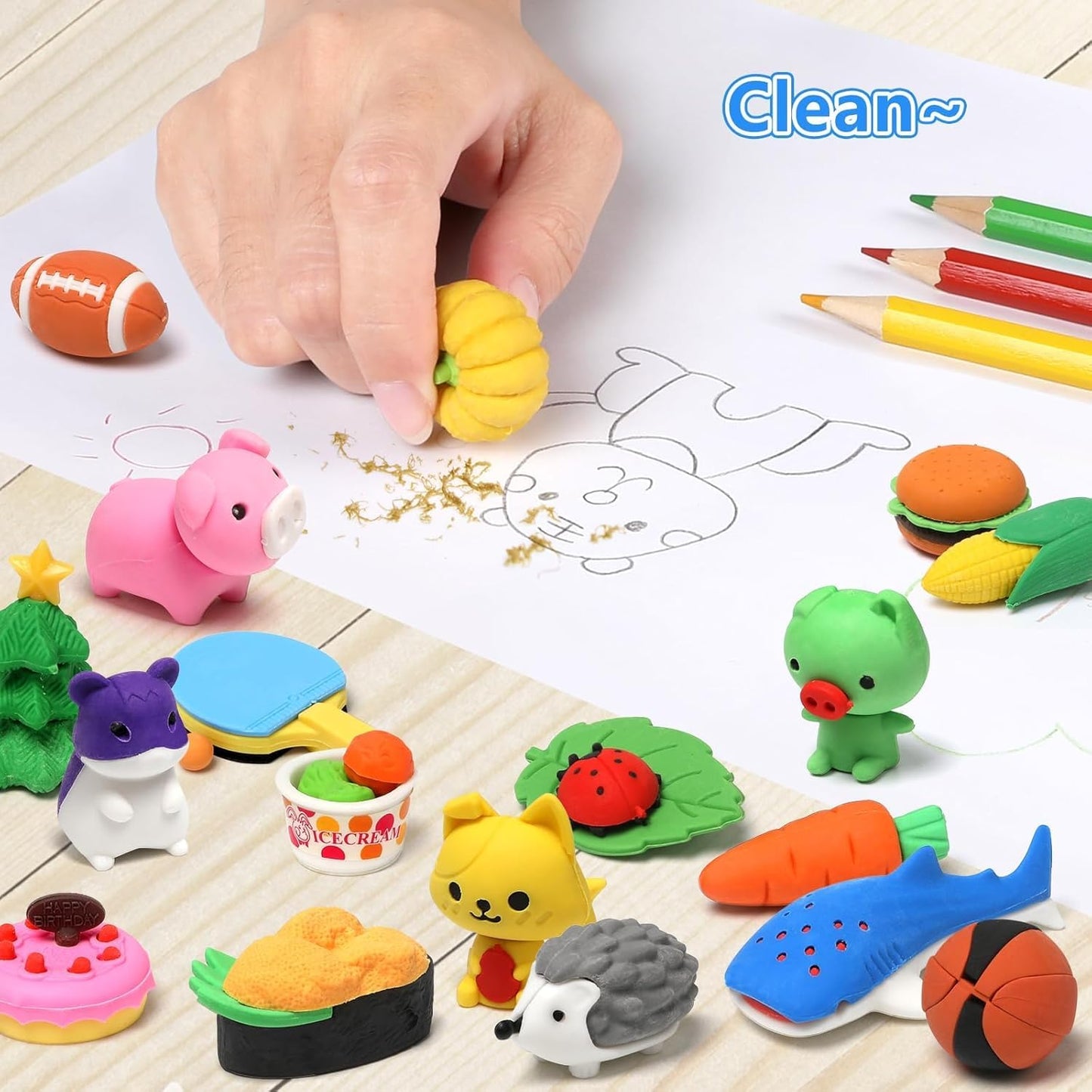 HINZER 100 Pack Animal Erasers for Kids Bulk Pull Apart 3D Puzzle Erasers Classroom Rewards and Prizes Class Treasure Box Kids Party Favors Back to School Supplies