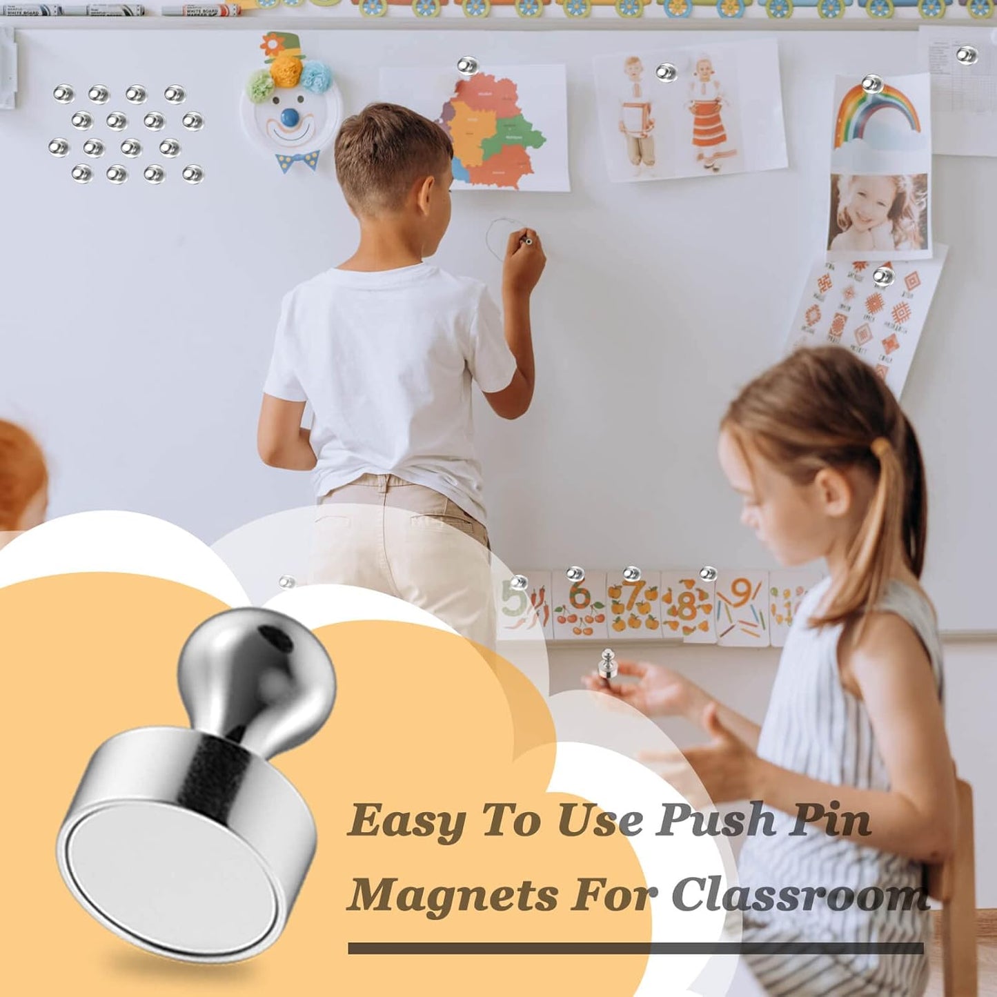25Pcs Strong Fridge Magnets, Refrigerator Magnets for Whiteboard, Magnetic Push Pins Small Whiteboard Magnets for Classroom, Magnetic Decorative Magnets, Locker Accessories and Dry Erase Magnets