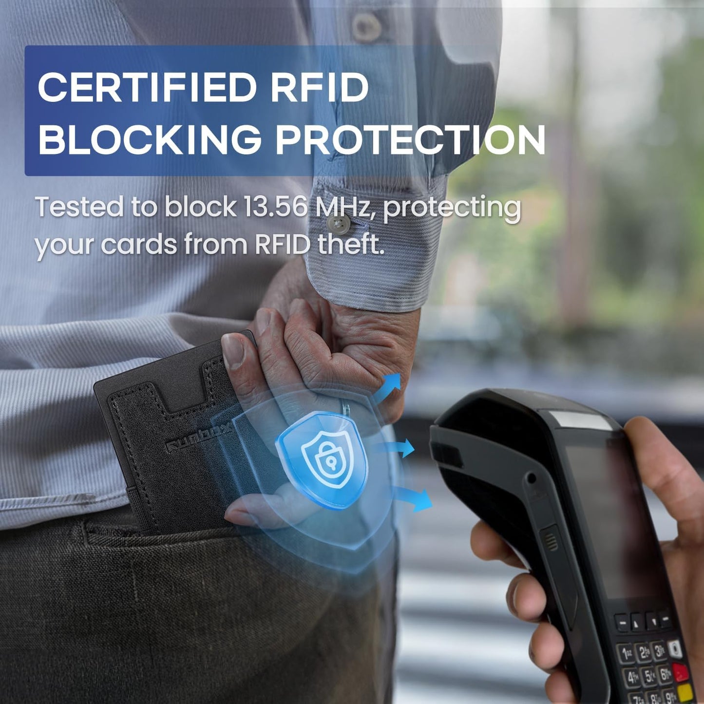 Slim Card Holder Wallet for Men, Minimalist RFID Blocking Wallet with Pop Up Function, Ultra-Thin Design, Metal Business Card Cases holds 12+ Cards, Gifts for Men, Men's Accessories