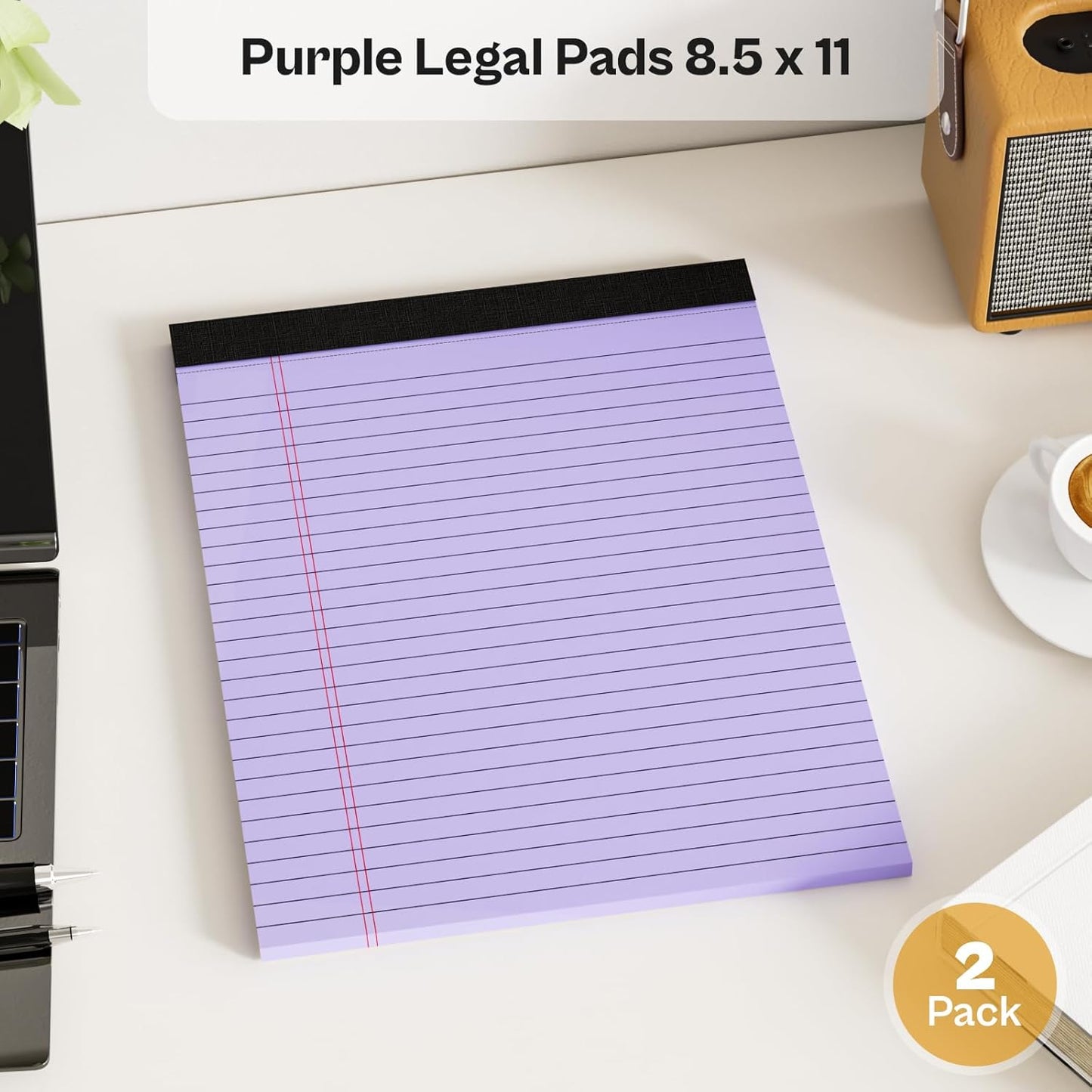 360 Sheets Purple Legal Pads 8.5" x 11" Pack of 12 Note Pads Wide Ruled Lined Paper with Micro-Perforated Writing Notebook 30 Sheets per Pad To-Do List Notepad for School, Office & Home Supplies