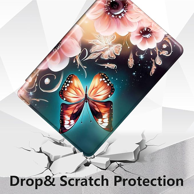 for Kindle Fire 7 case 2019 2017 Release 9th 7th Generation,360 Degree Rotating Stand Smart Protective Cover Case for Amazon fire 7 Tablet 9th/7th Generation,Cute Butterfly Flowers
