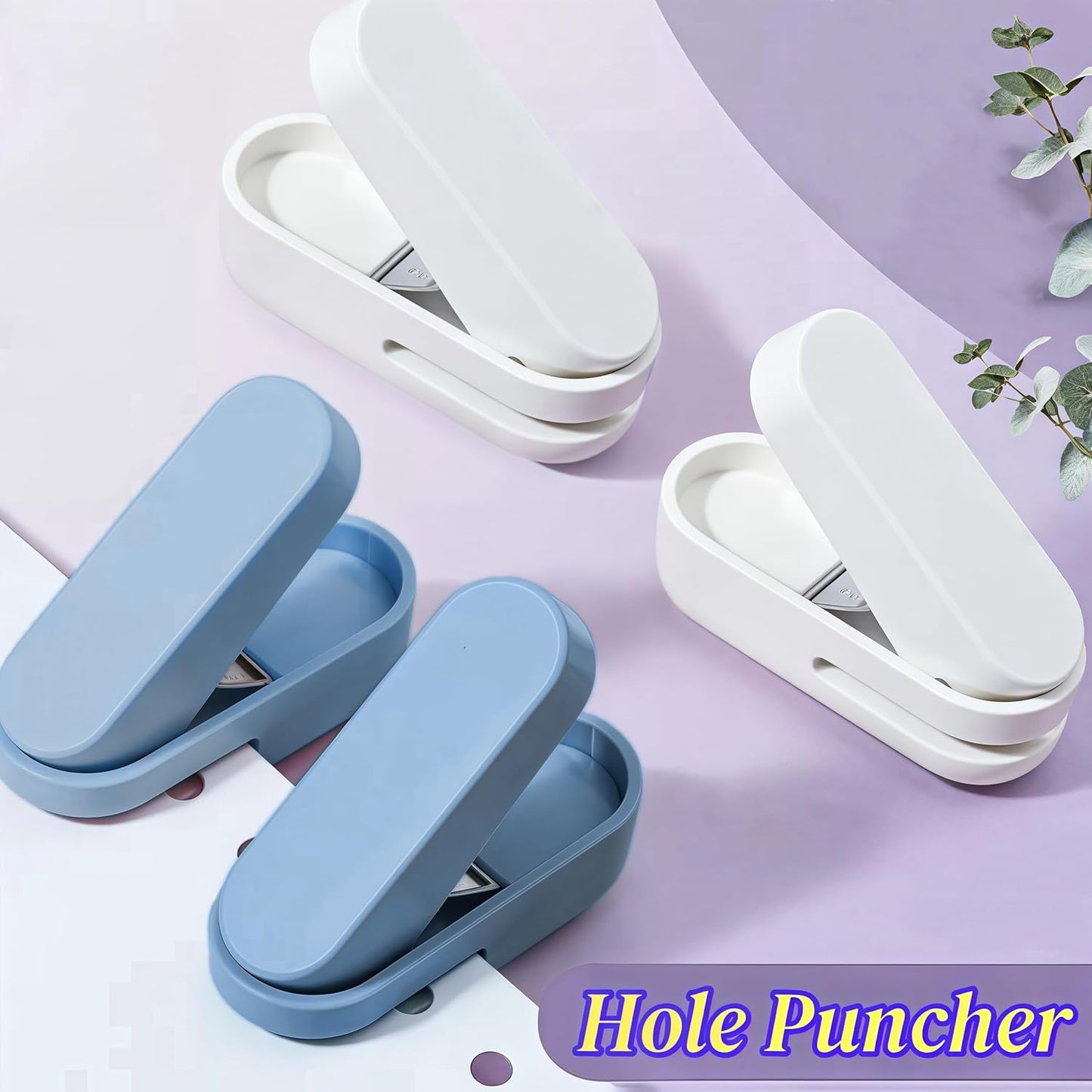 Magnoloran 2 Pack Single Hole Punch, 1/4 inch Mini Small Hole Puncher Heavy Duty Paper Hole Puncher Small Hole Punch One Hole Puncher for Crafts Paper Cards Tags Scrapbook-Blue&White
