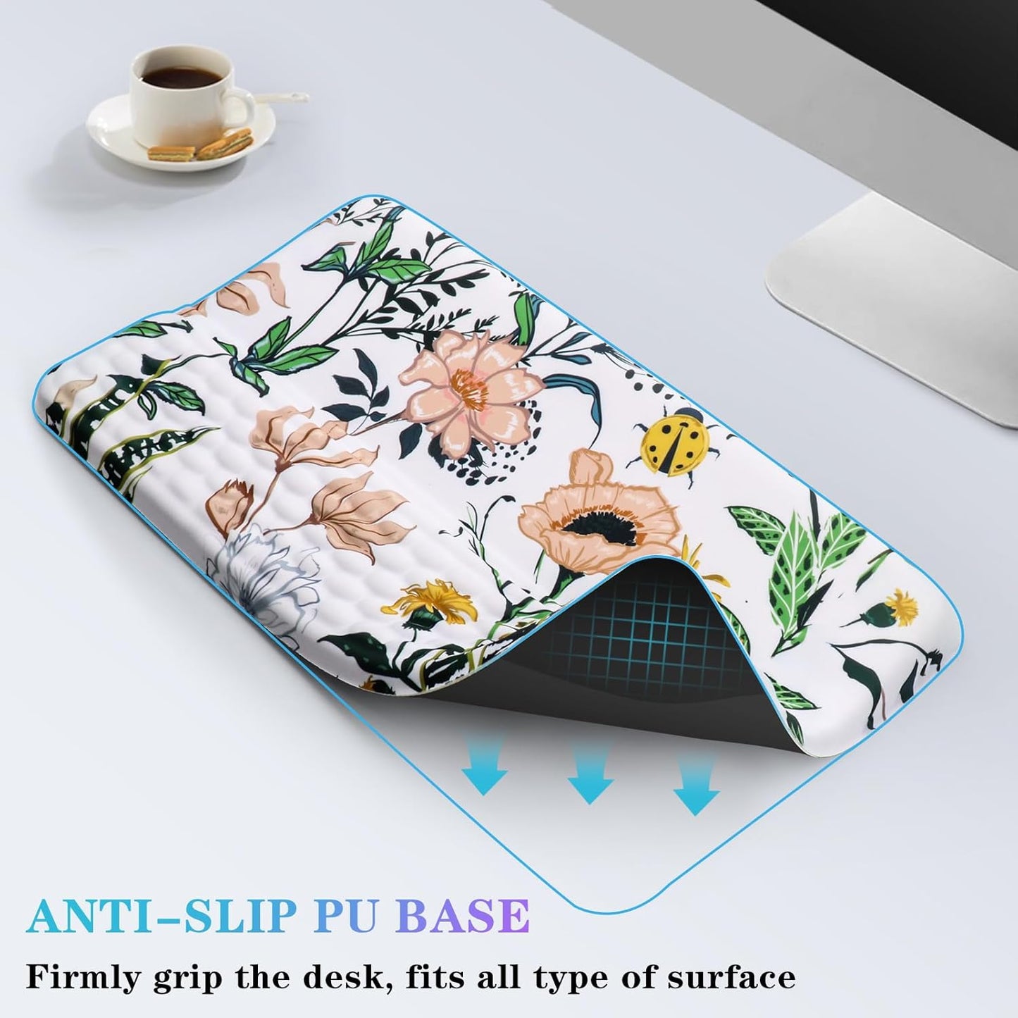 Computer Keyboard Stand with Wrist Rest, Ergonomic Tilted Keyboard Holder - Keyboard Riser with Wrist Pad - Keyboard Tray Support for Office Home - Wild Grass