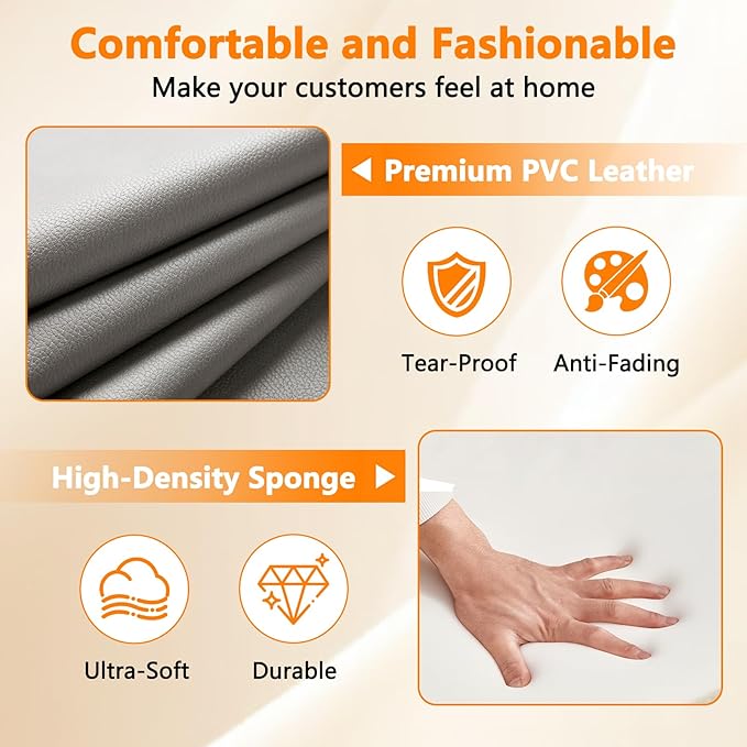 CLATINA Waiting Room Guest Chair with Bonded Leather Padded Arm Rest for Office Reception and Conference Desk Black with Sled Base Grey 2 Pack