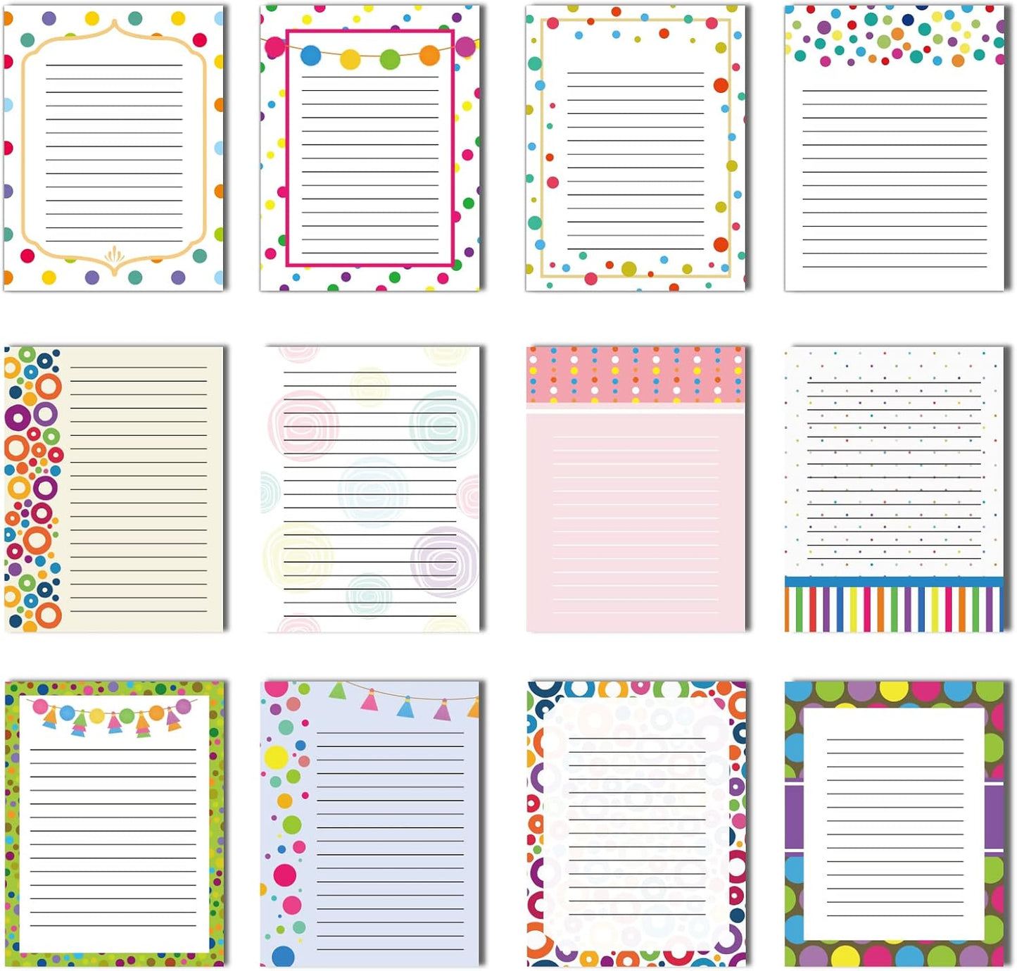 12 Pcs Confetti Small Note Pads Back to School Cute Lined Stick Pad 3 x 4 Inch Decorative Memo Colorful Teacher Notepad Shopping List Appreciation Gift for Office Student, Each with 30 Sheet