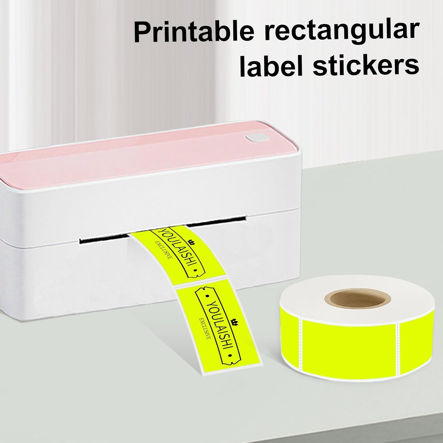 1x2 inch Label Stickers Roll for Thermal Printer 500PCS Colored Removable Freezer Labels Waterproof Blank Sticker Labels to Write on for Food Containers and Jars, Fluorescent Yellow