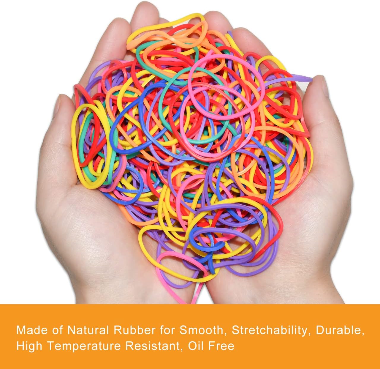 JIKIOU Multicolor Rubber Bands for School Home Office, 280PCS Colored Elastics Bands, Assorted Color Rubber Bands(Unstretched Diameter:1-1/2inch,Red,Yellow, Blue,Green,Pink,Purple,Orange）