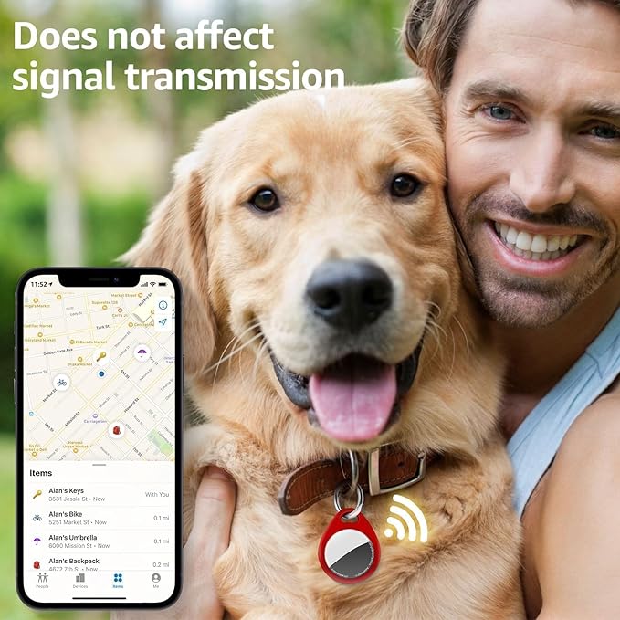 for AirTag Keychain Holder with Wire Cable, Secure Lock Case for Air tag, Compatible with AirTags, Key Ring Chain Luggage, for Airtag Accessories for GPS Item Finder Tracker, Red