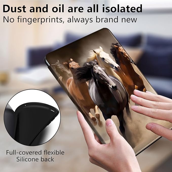 for Kindle Fire 7 case 2019 2017 Release 9th 7th Generation,360 Degree Rotating Stand Smart Protective Cover Case for Amazon fire 7 Tablet 9th/7th Generation,Running Horse