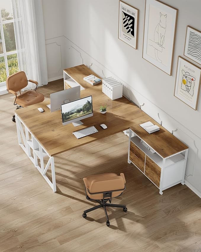 Tribesigns Modern File Cabinet with Drawers for Letter-Sized File and Door, lateral Filing Cabinet Printer Stand with Storage Shelves and with Rolling Caster for Home Office