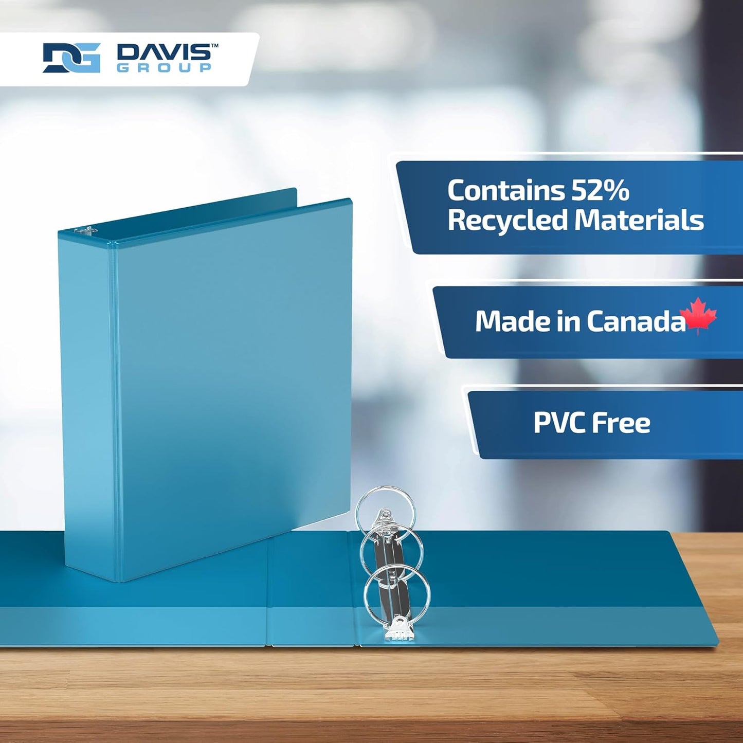 Easyview Premium 3-Ring Binders with Clear-View Covers and Round Rings, Binders for School or Office, 2 Inch, Pack of 6, Turquoise Blue