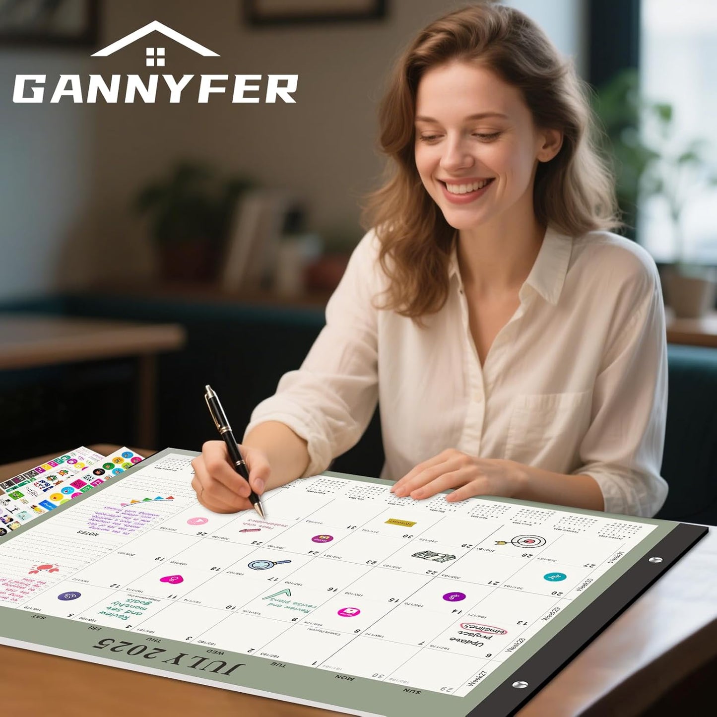 Gannyfer Desk Calendar 2025-2026, Large 18 Monthly Calendar 2025 22" x 17", July 2025 - Dec 2026, Academic Desktop Pad Calendar with To-Do List and Notes, Plastic Cover, Thick Paper, for Planning and Organizing(6 Stickers)