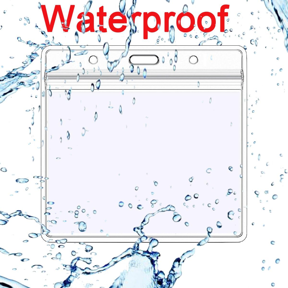 AMUU 12 Pack Horizontal Clear Badge Holder Card Holders 4 X 3 Large ID Card Holders Name Tag Fits 3x4 Inches