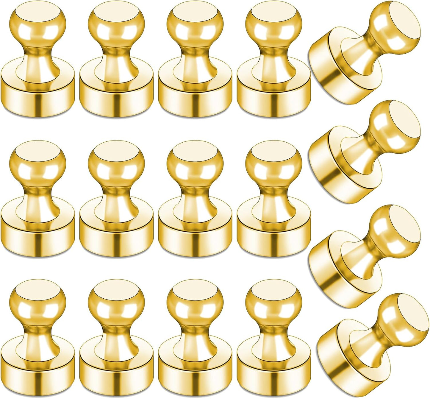 LOVIMAG Gold Fridge Magnets, 16 PCS Refrigerator Magnets - Strong Neodymium Metal Push Pin Magnet for Whiteboard, Kitchen, Office, Locker
