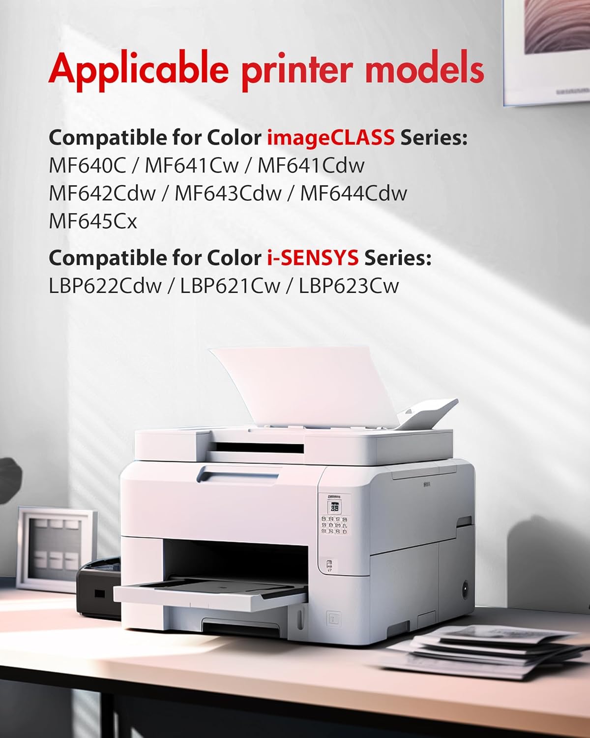 054 Black Toner Cartridge - Compatible Replacement for Canon 054 054H Toner, Works with Canon Color imageCLASS MF642Cdw Toner Cartridges, MF644Cdw, MF641Cdw, MF644Cdw, LBP622Cdw Laser Printer (1-Pack)