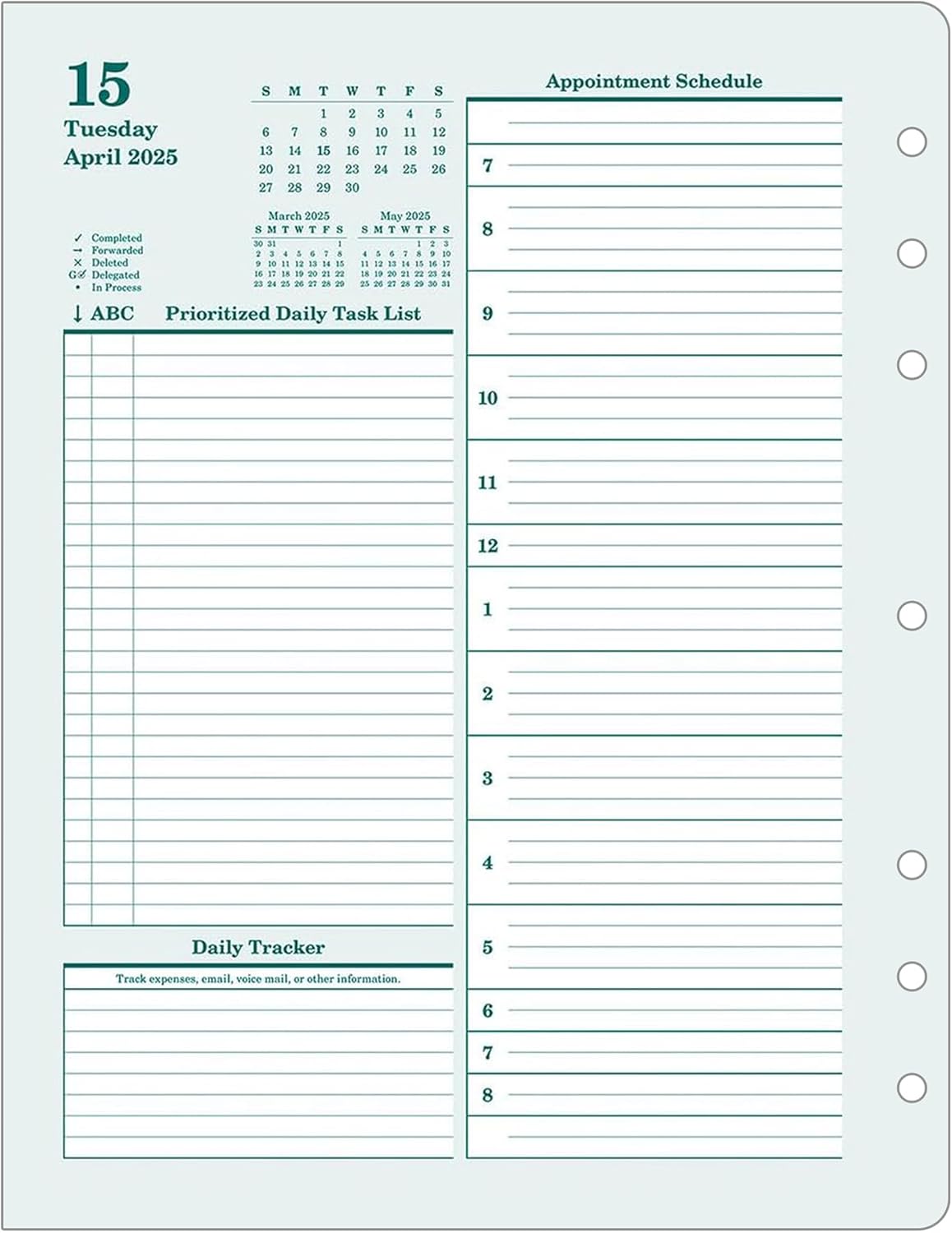FranklinCovey - Original Two Page Per Day Ring-Bound Planner (Monarch, Apr 2025 - Mar 2026)