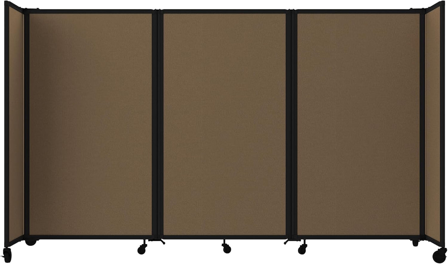 Versare Room Divider 360 Portable Wall Partition | Folding Panels | Large Freestanding Divider | Locking Wheels | Temporary Room Separator