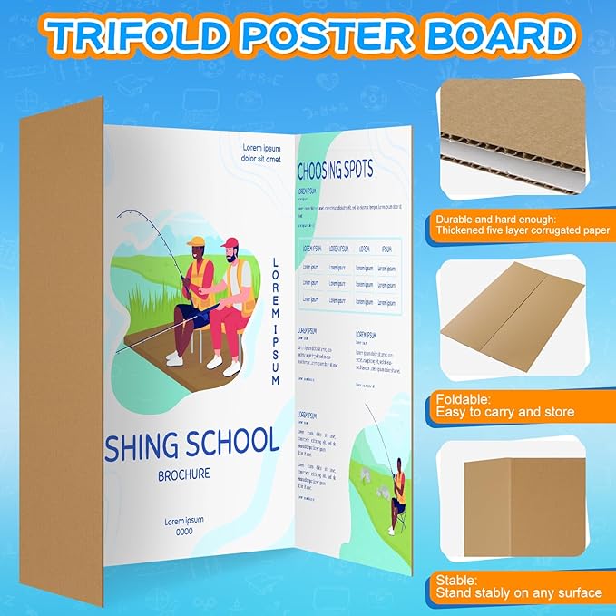 WinTS 18 PCS 36 x 48 Trifold Poster Board White Foldable Trifold Poster Boards Bulk for Science Fair,School Projects,Presentations,Exhibitions
