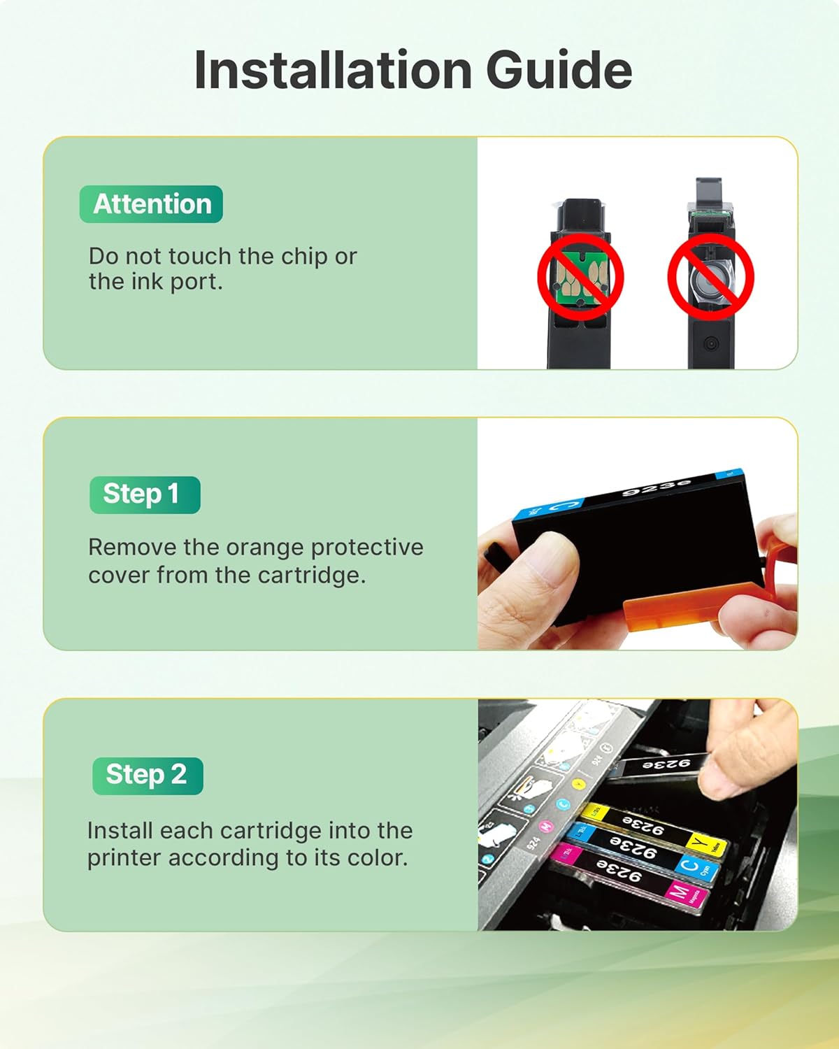 923XL 923e 923 Ink Cartridges for HP Printers with Chip Replacement for HP Ink 923e 923 for OfficeJet Pro 8135 8130 8139 8138 8122 8120 8124 8125 8130 8132 8134 Printer, Black Cyan Magenta Yellow
