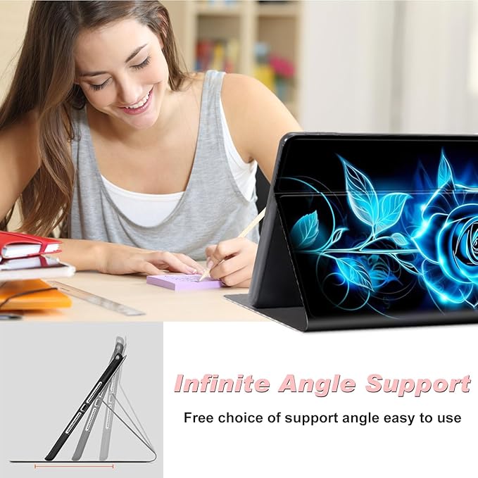 for Amazon Kindle Fire 7 case 2019/2017 Release 9th/7th Generation,Slim Lightweight Smart Shell Stand Cover with Auto Wake/Sleep for Amazon fire 7 Tablet 9th/7th Generation,Glitter Roses Flower