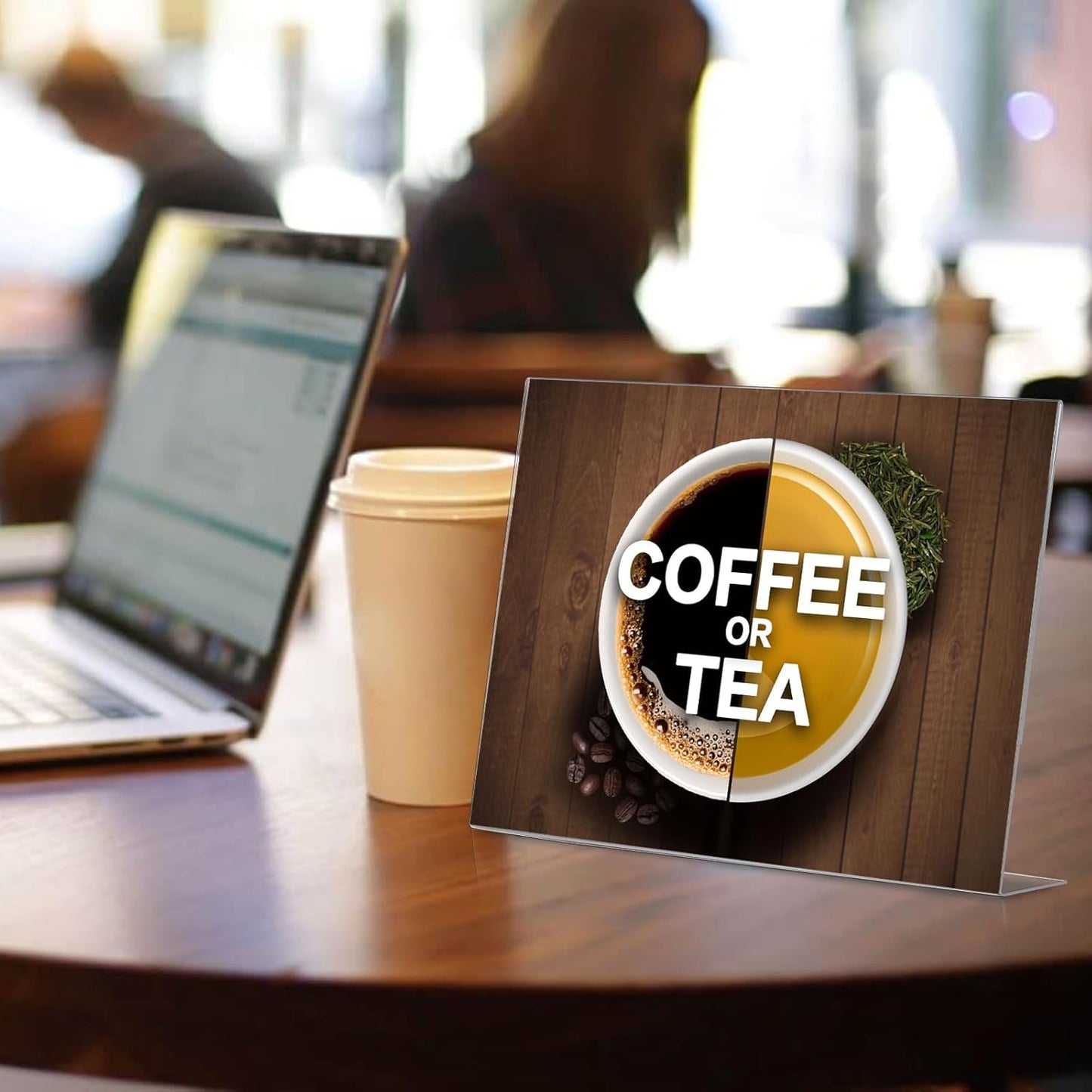 6pack Acrylic Sign Holder Horizontal, 8.5x11 for Picture Frames, L Shape Clear Plastic, Plastic Sign Holder, Table Sign Holder, Unbreakable Menu Holder for Restaurant, Office, School, Store and Home Use