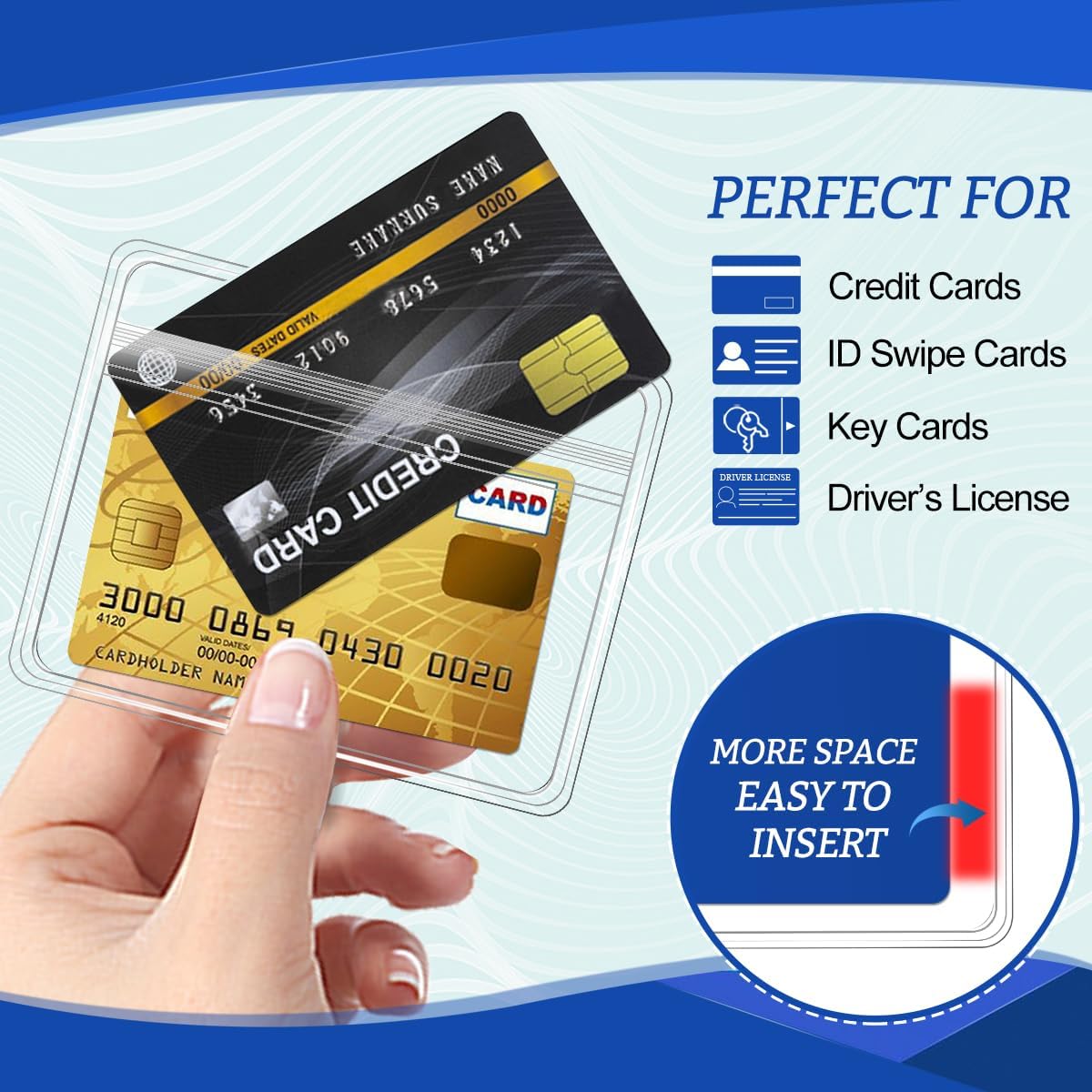 10 Pcs Clear Plastic Horizontal Name Badge ID Card Holders